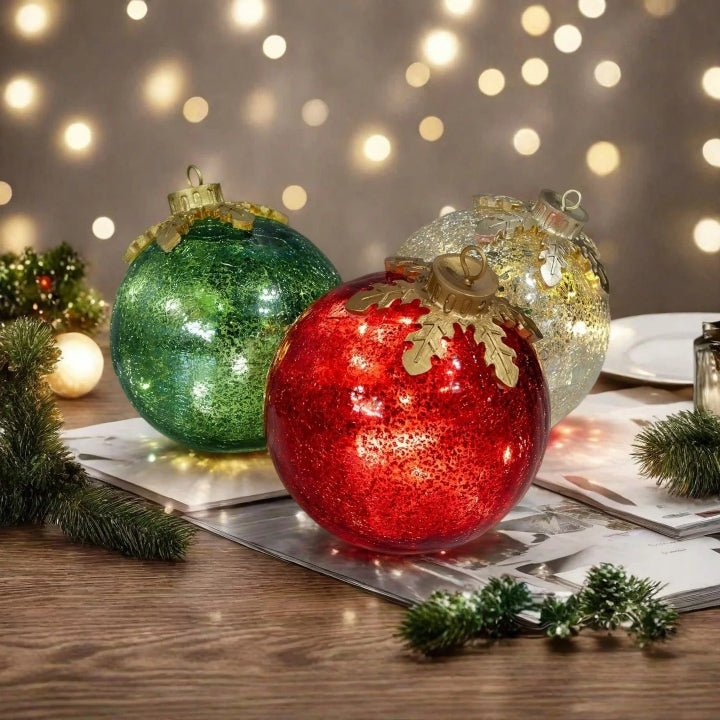 Glas-Tischdekoration Weihnachten Set mit 3 Stück — Fügen Sie jedem Tisch funkelnden Zauber hinzu