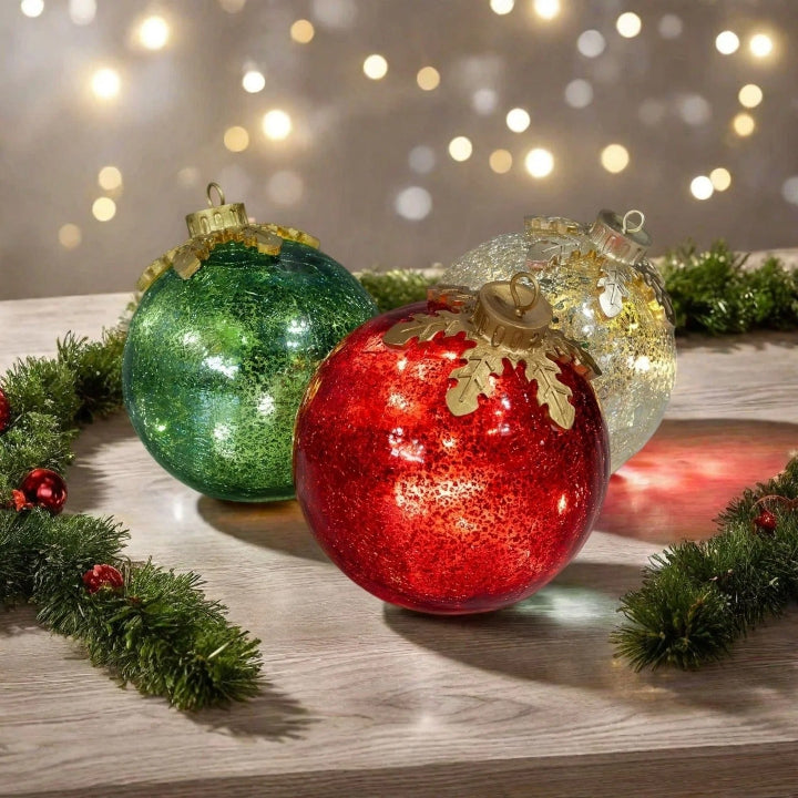 Glas-Tischdekoration Weihnachten Set mit 3 Stück — Fügen Sie jedem Tisch funkelnden Zauber hinzu