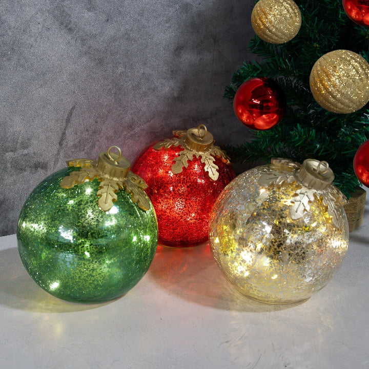 Glas-Tischdekoration Weihnachten Set mit 3 Stück — Fügen Sie jedem Tisch funkelnden Zauber hinzu