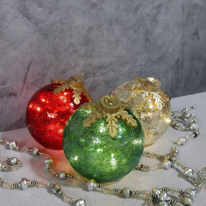 Glas-Tischdekoration Weihnachten Set mit 3 Stück — Fügen Sie jedem Tisch funkelnden Zauber hinzu
