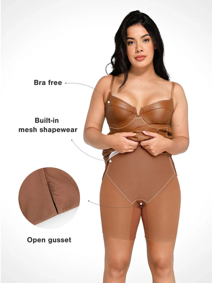 Shapewear Kunstleder Korsett Midi Kleid Bolero Jacke Set