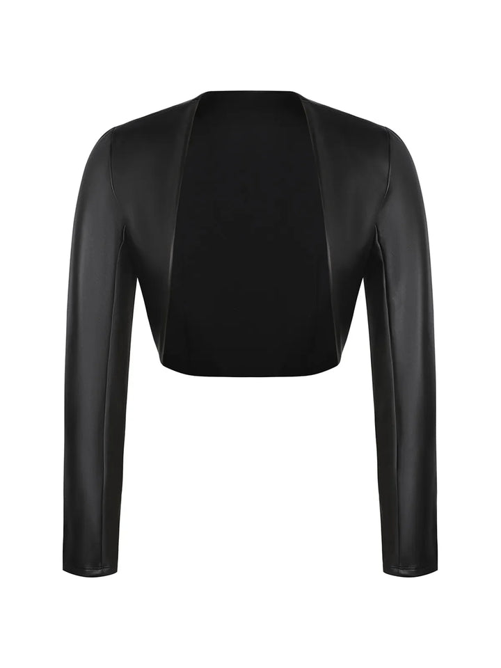 Shapewear Kunstleder Korsett Midi Kleid Bolero Jacke Set