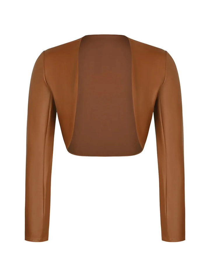 Shapewear Kunstleder Korsett Midi Kleid Bolero Jacke Set