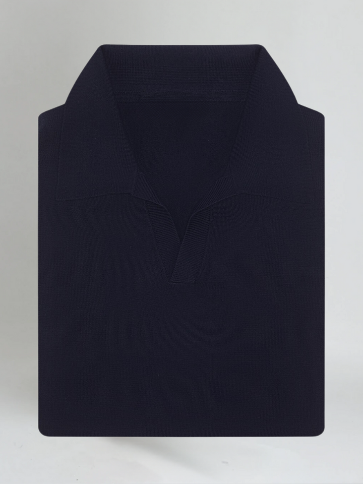 Polo ohne Knöpfe - Marineblau