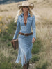 Sophia™ | Retro Wildleder Midikleid mit Fransen – Vintage Western Eleganz