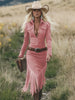 Sophia™ | Retro Wildleder Midikleid mit Fransen – Vintage Western Eleganz