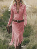 Sophia™ | Retro Wildleder Midikleid mit Fransen – Vintage Western Eleganz
