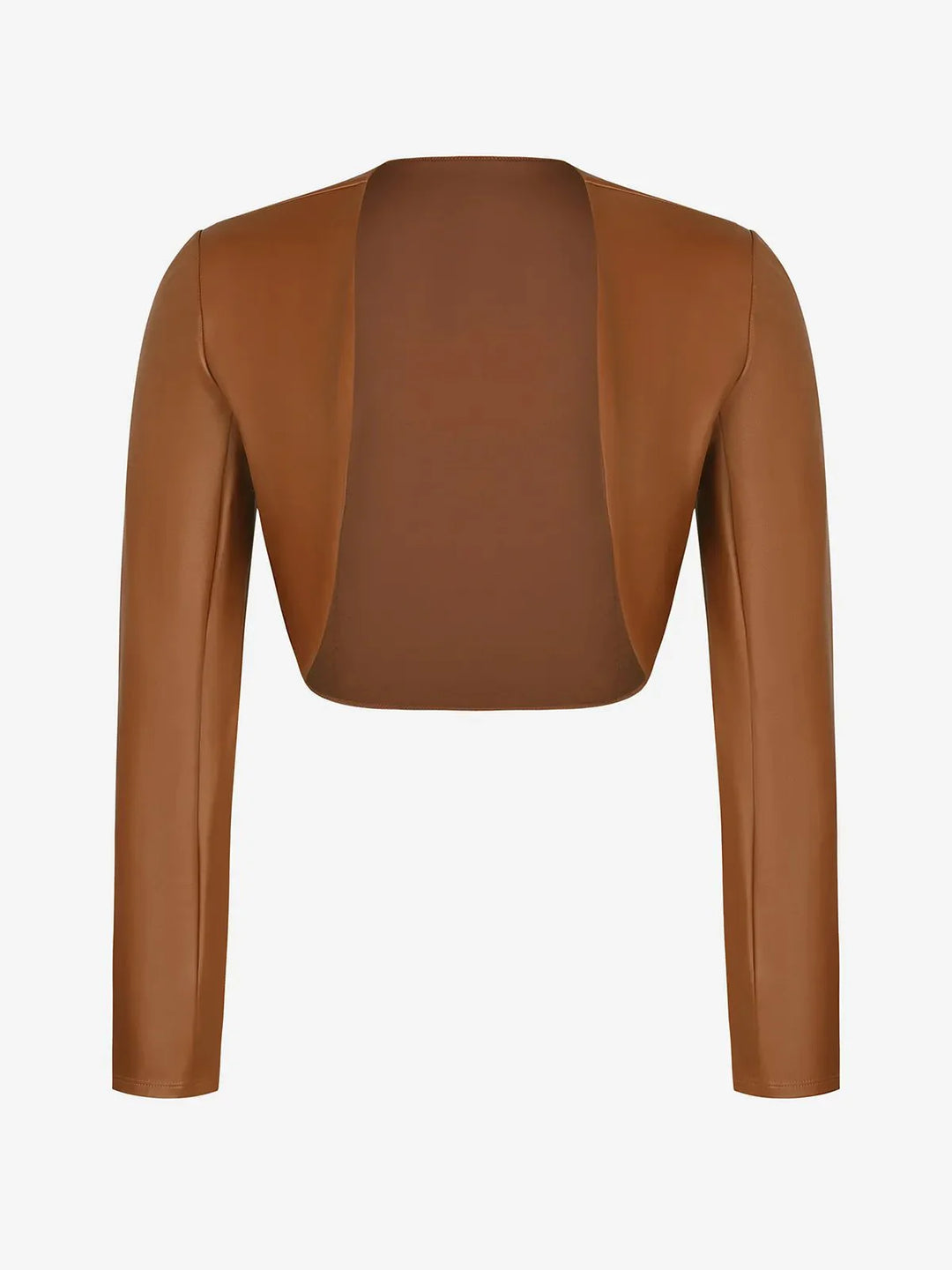 Lange Ärmel Kunstleder Bolero Jacke