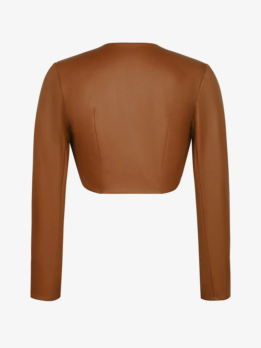 Lange Ärmel Kunstleder Bolero Jacke