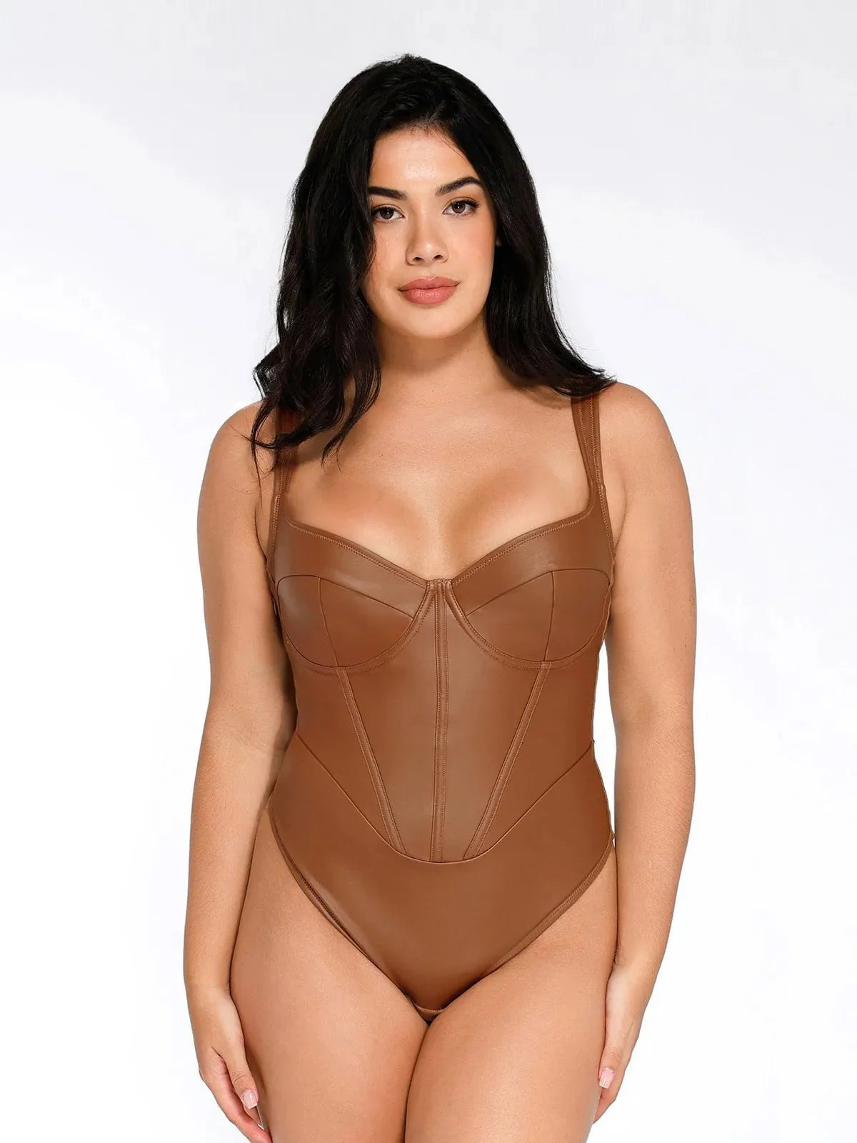 Shapewear Kunstleder Sanduhr Korsett Bodysuit