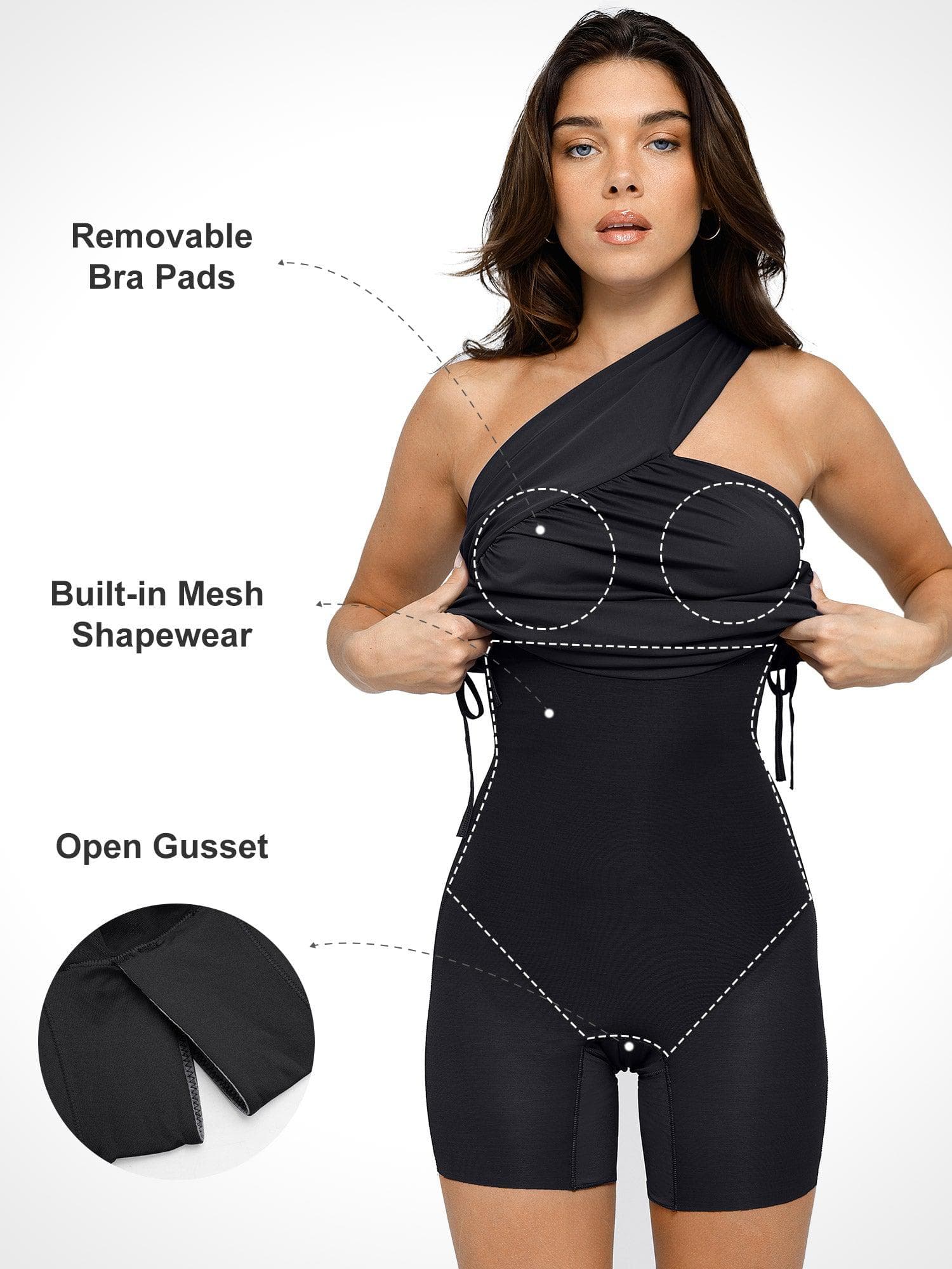 Bluetag kühlendes Shapewear Ein-Schulter Ruchlicher Bodycon-Kleid