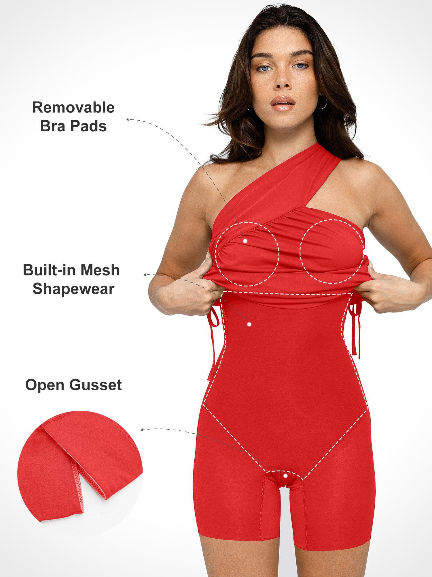 Bluetag kühlendes Shapewear Ein-Schulter Ruchlicher Bodycon-Kleid