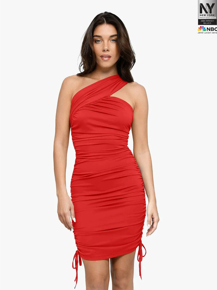 Bluetag kühlendes Shapewear Ein-Schulter Ruchlicher Bodycon-Kleid