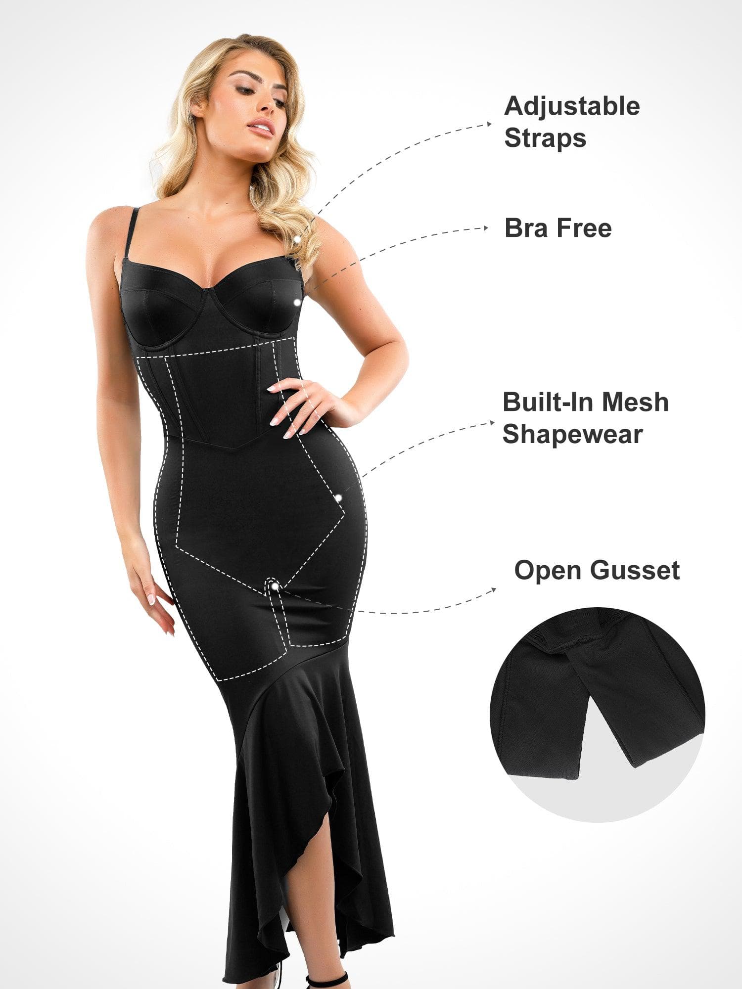 Formender Big-Peace-Korsett-Maxikleid oder Tanga-Body