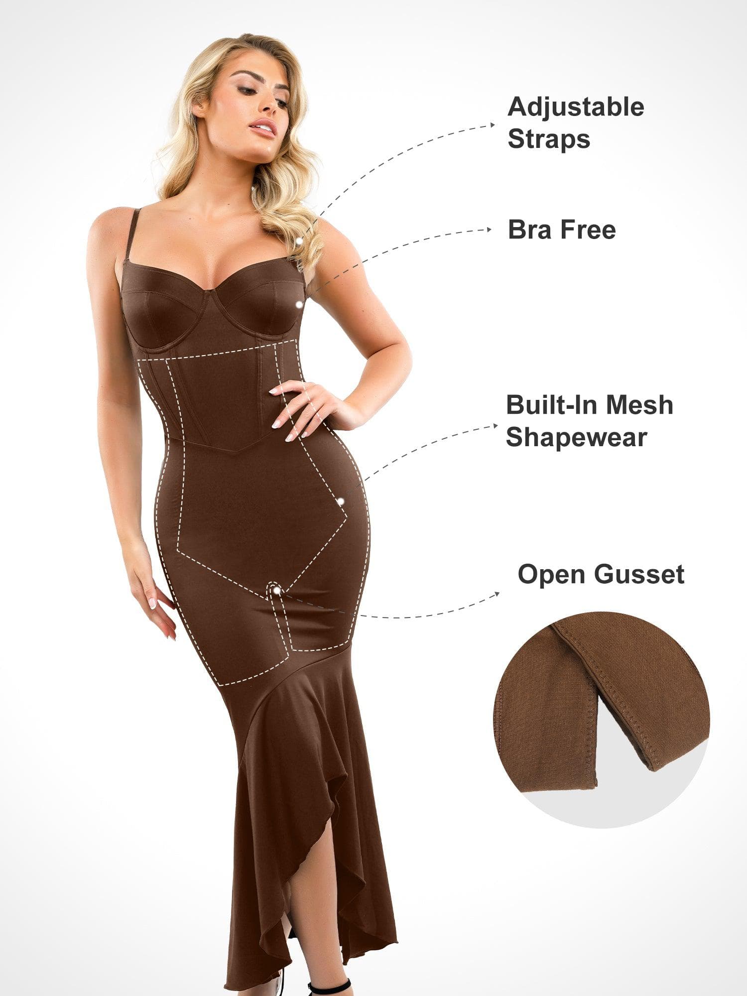 Formender Big-Peace-Korsett-Maxikleid oder Tanga-Body