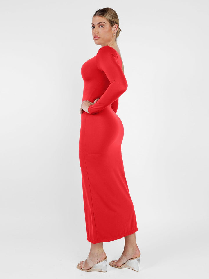 Der Shapewear-Kleid mit langem Ärmel und Schlitz