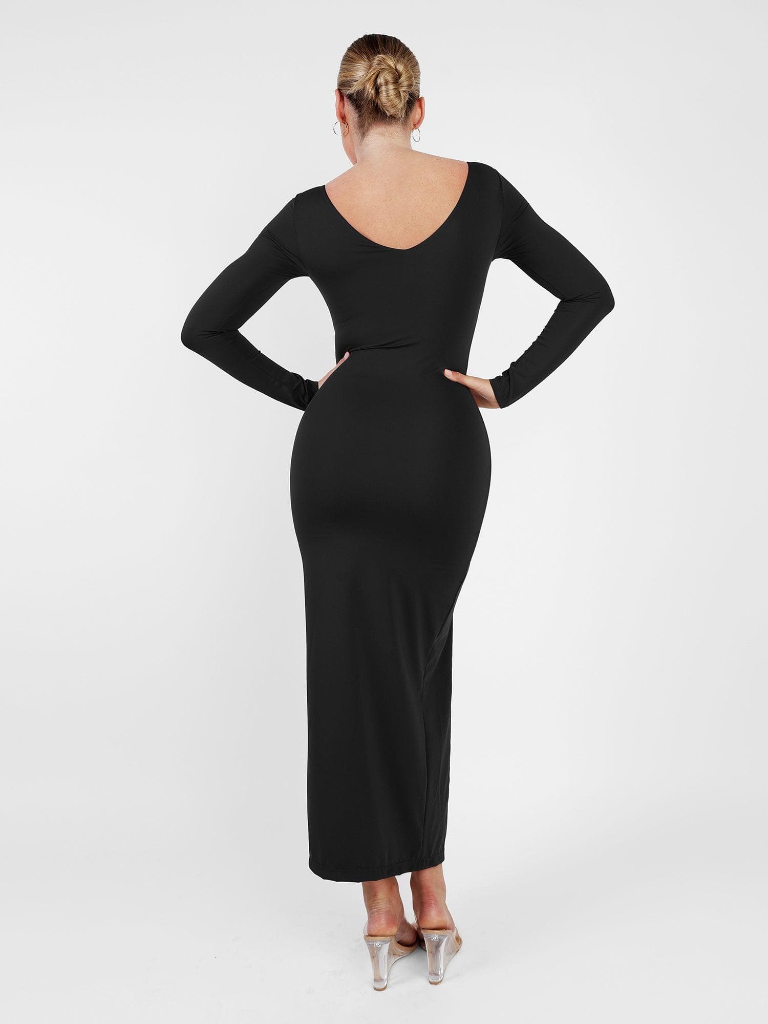 Der Shapewear-Kleid mit langem Ärmel und Schlitz