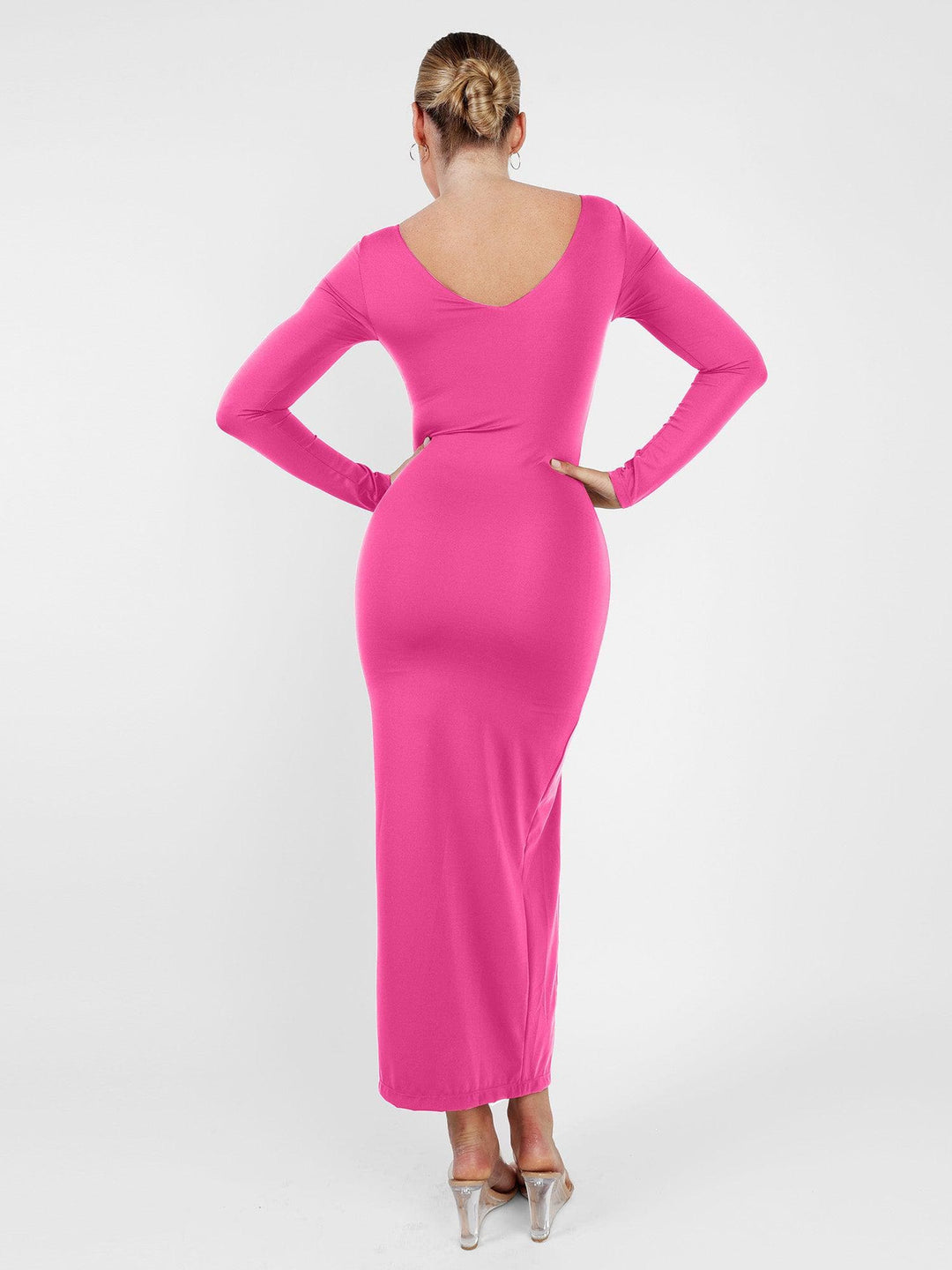 Der Shapewear-Kleid mit langem Ärmel und Schlitz