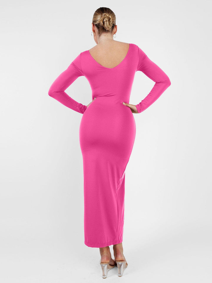 Der Shapewear-Kleid mit langem Ärmel und Schlitz