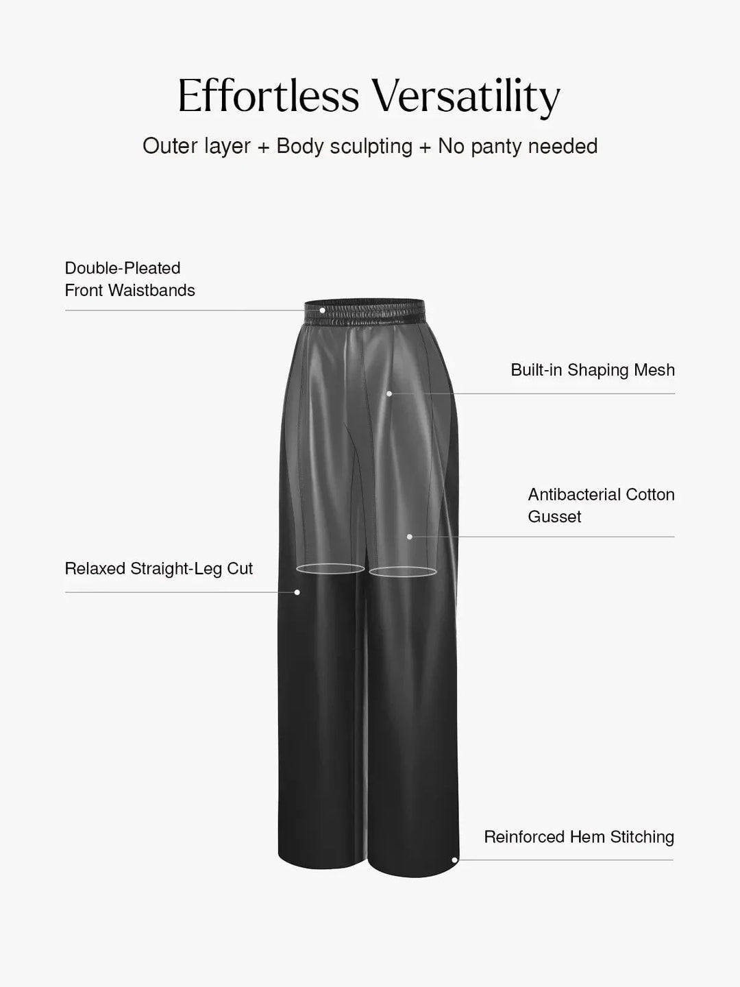 Faux-Leder-hohe Taille Weite Bein Hose