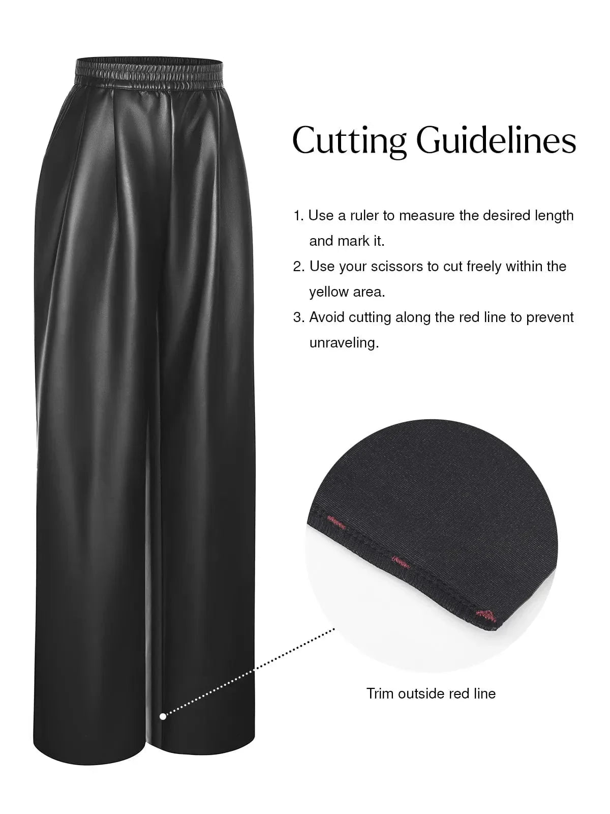 Faux-Leder-hohe Taille Weite Bein Hose