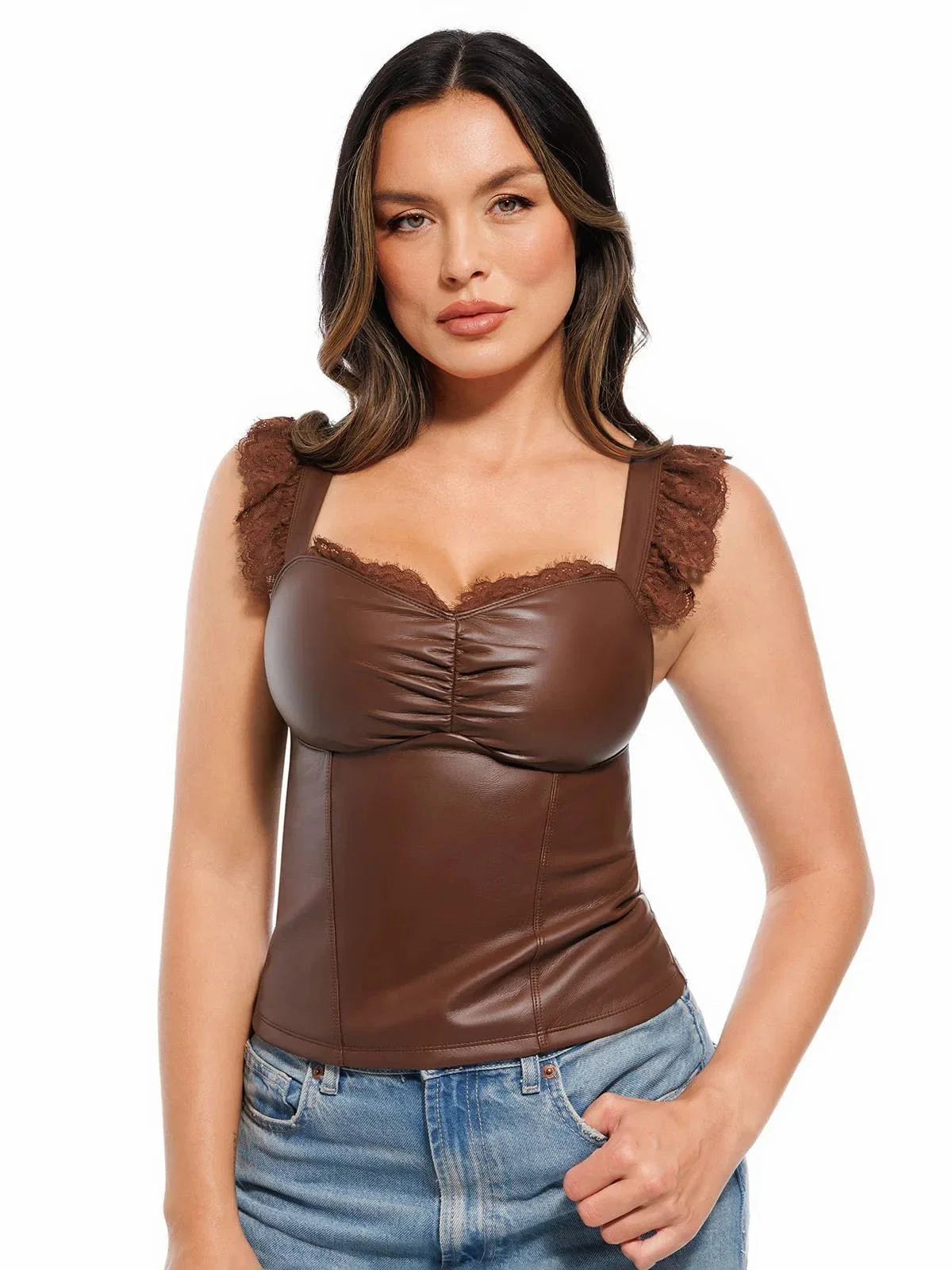 Spitzenbesetztes formendes Spaghetti-Top