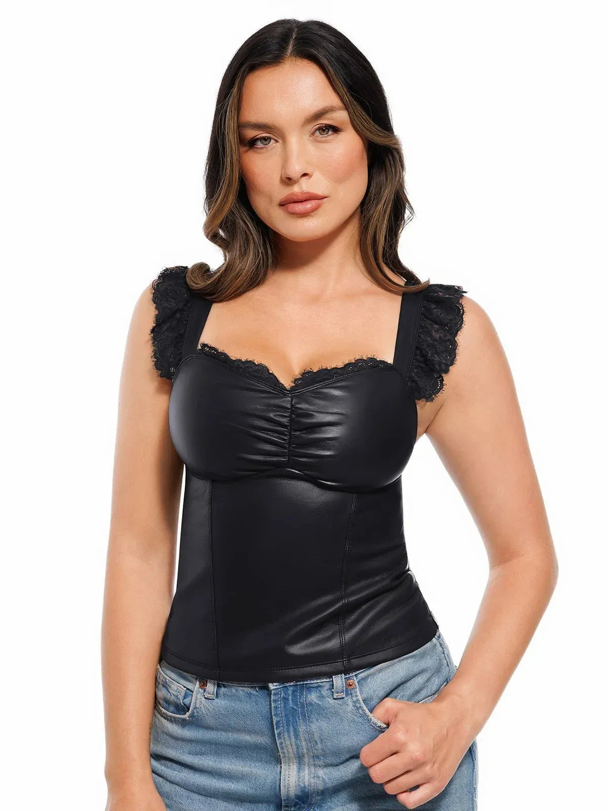 Spitzenbesetztes formendes Spaghetti-Top