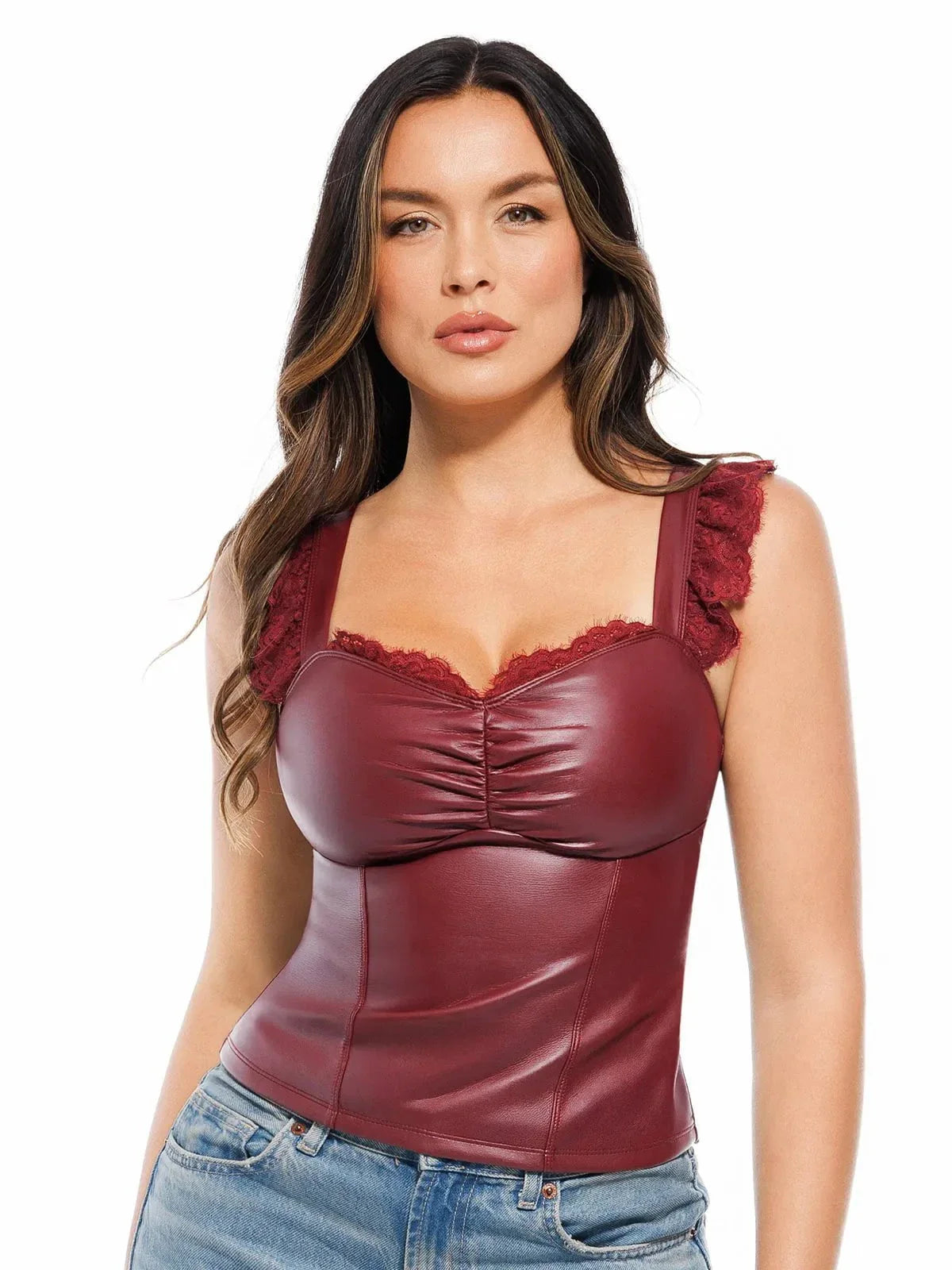 Spitzenbesetztes formendes Spaghetti-Top