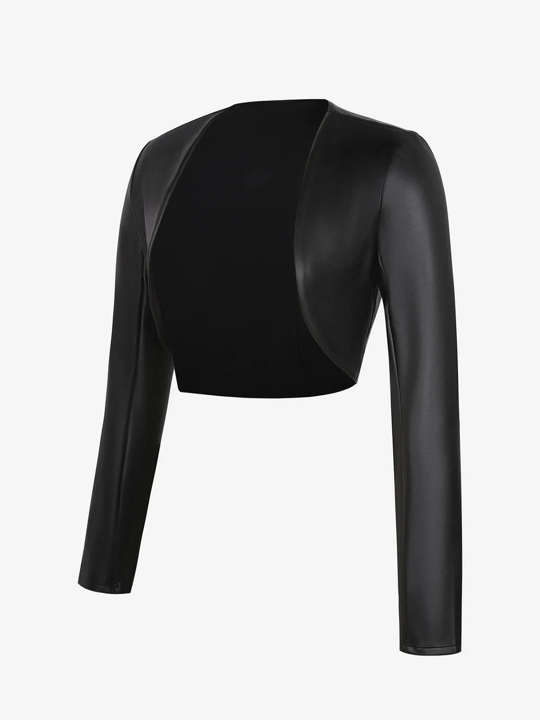 Lange Ärmel Kunstleder Bolero Jacke