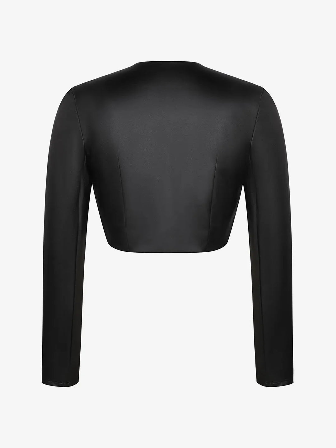 Lange Ärmel Kunstleder Bolero Jacke