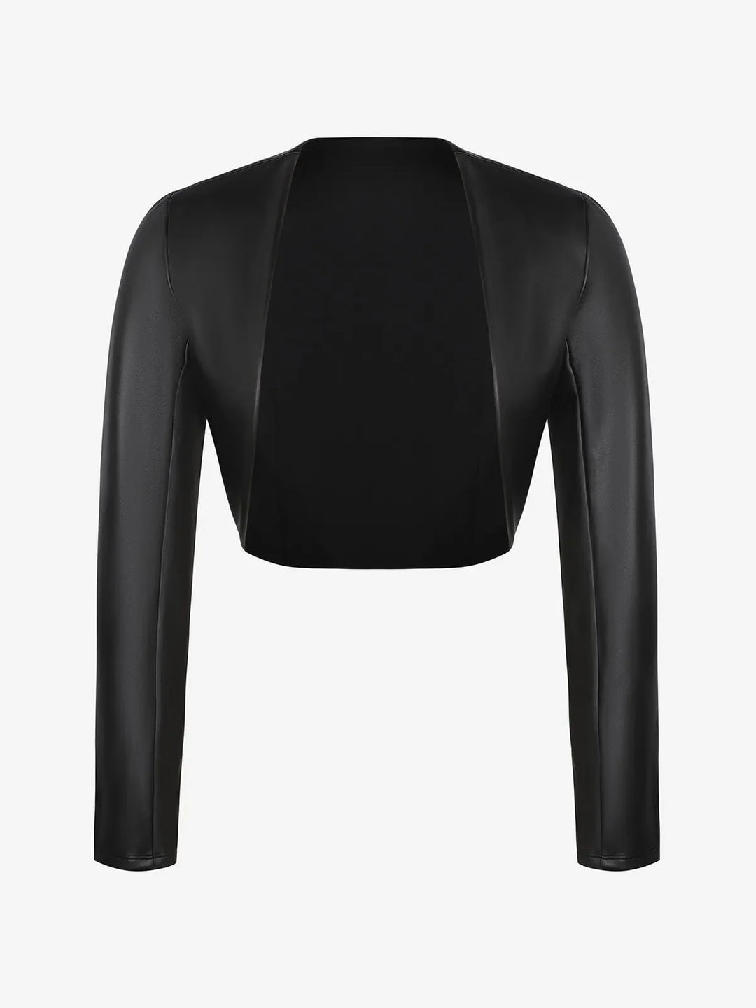 Lange Ärmel Kunstleder Bolero Jacke