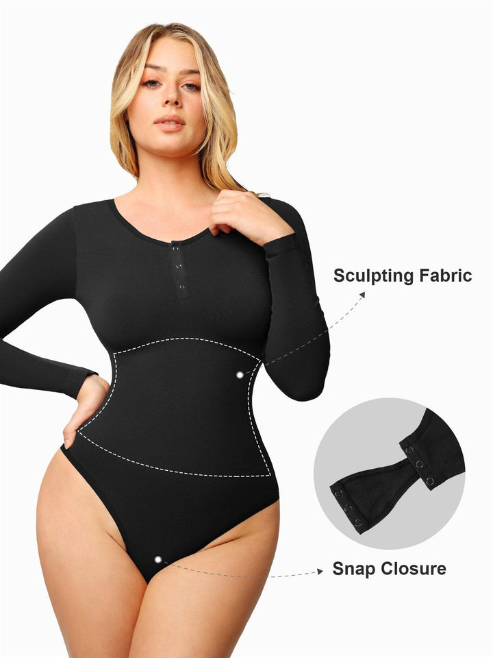 Formende nahtlose Modal Langarm Henley Body