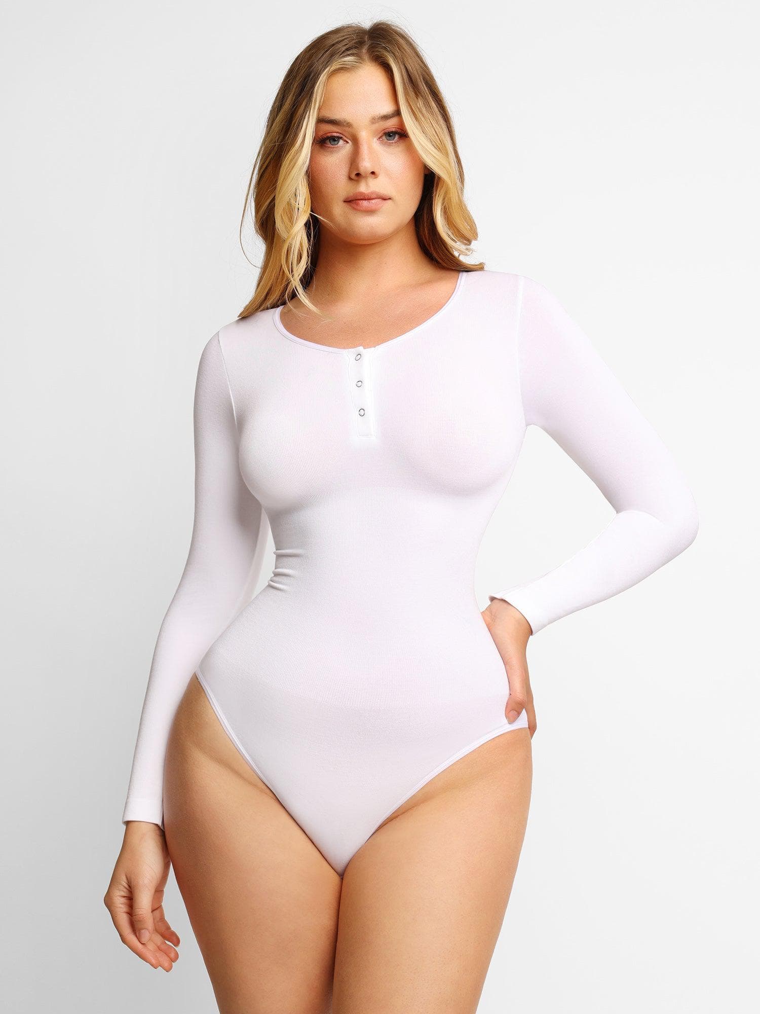 Formende nahtlose Modal Langarm Henley Body