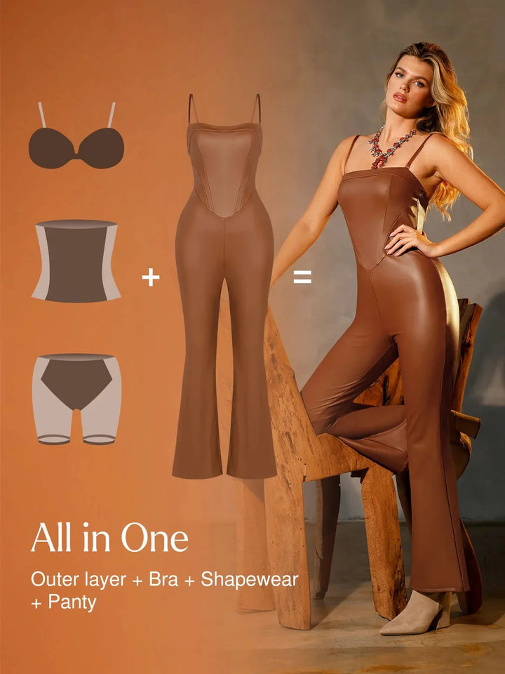 Shapewear Kunstleder Korsett Oberteil Schlankmachendes Overall