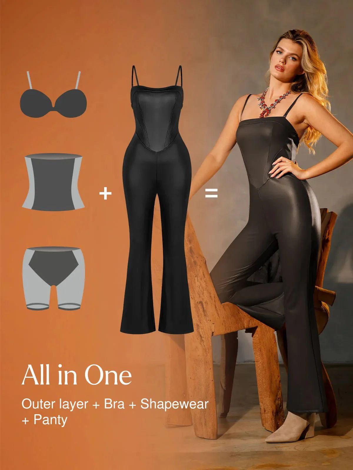 Shapewear Kunstleder Korsett Oberteil Schlankmachendes Overall