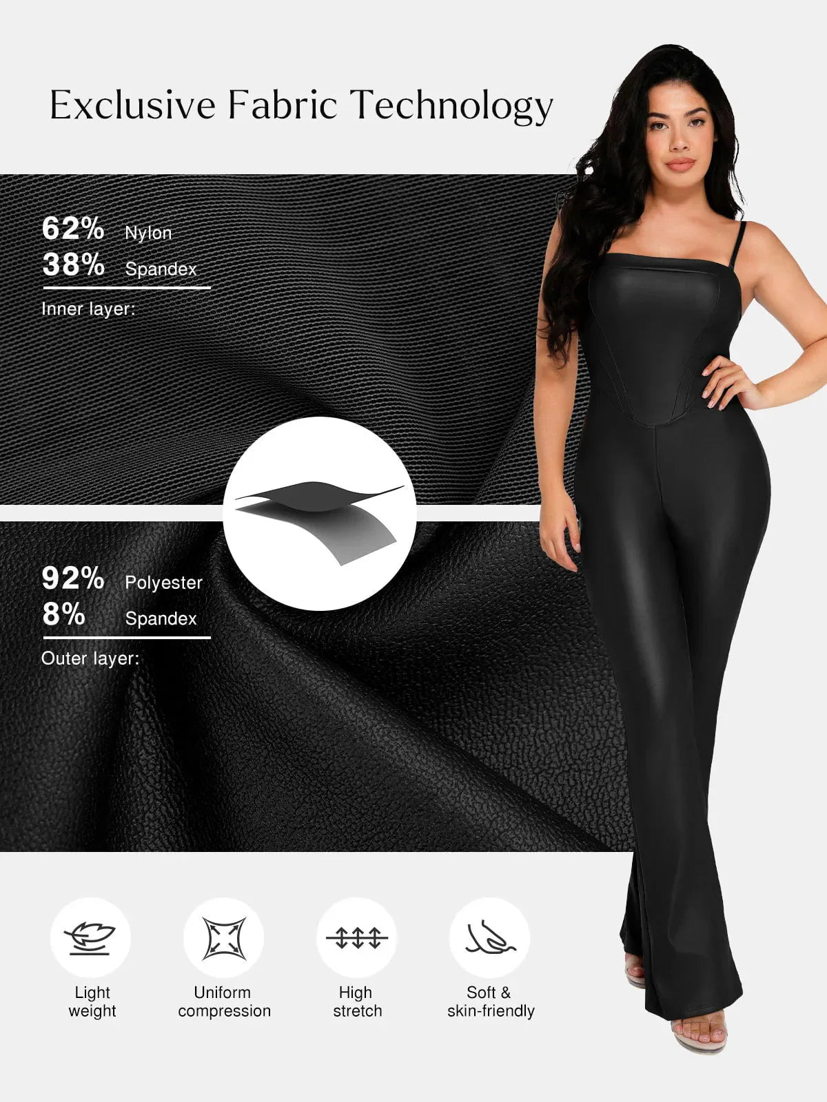 Shapewear Kunstleder Korsett Oberteil Schlankmachendes Overall