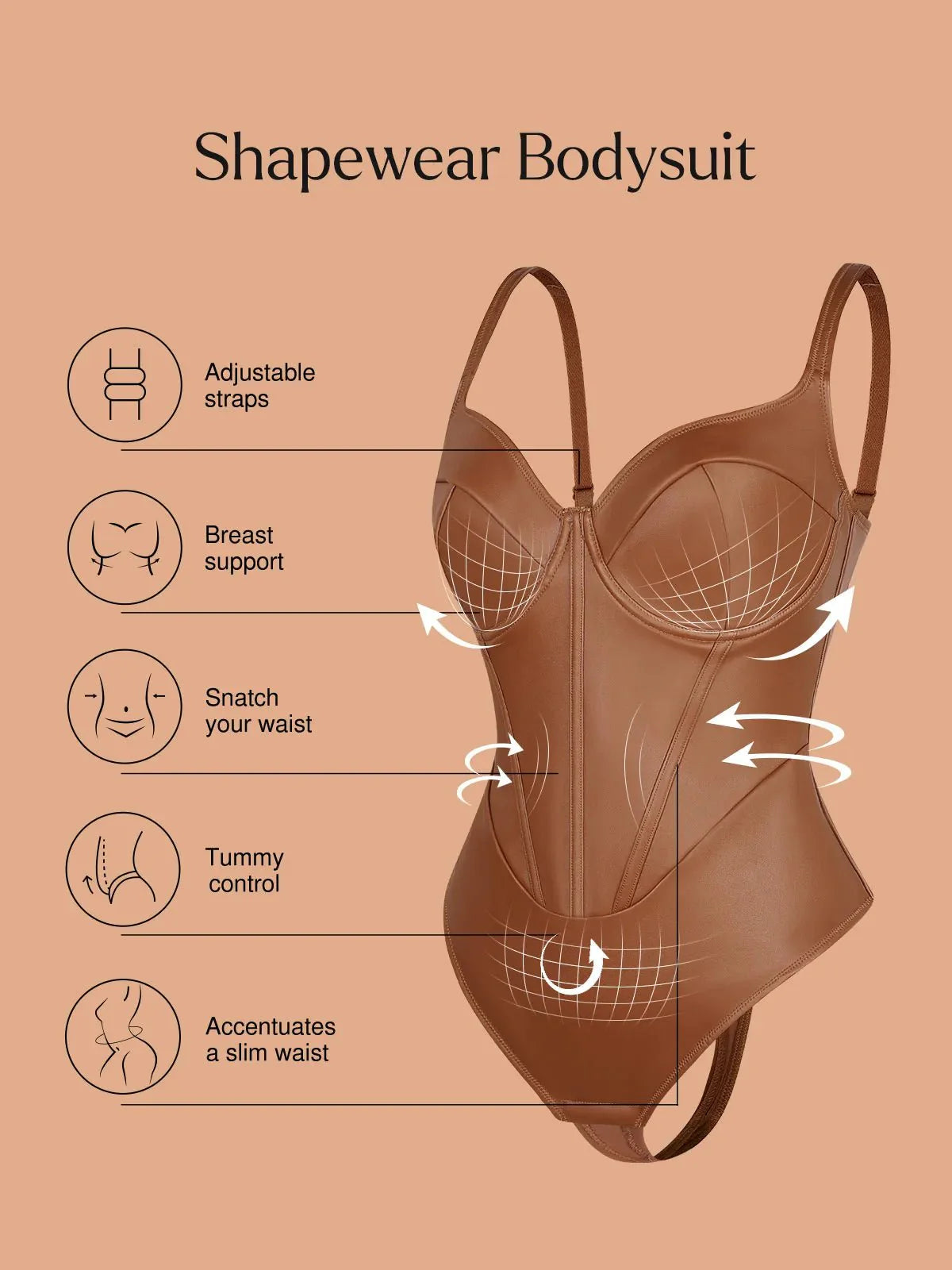 Shapewear Kunstleder Sanduhr Korsett Bodysuit
