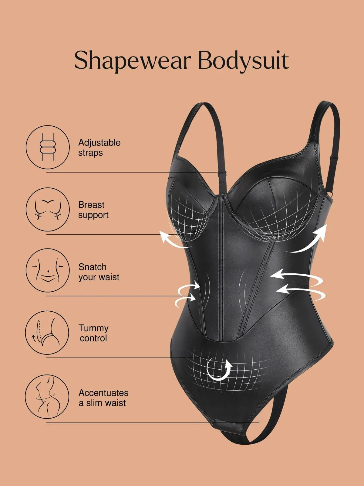 Shapewear Kunstleder Sanduhr Korsett Bodysuit