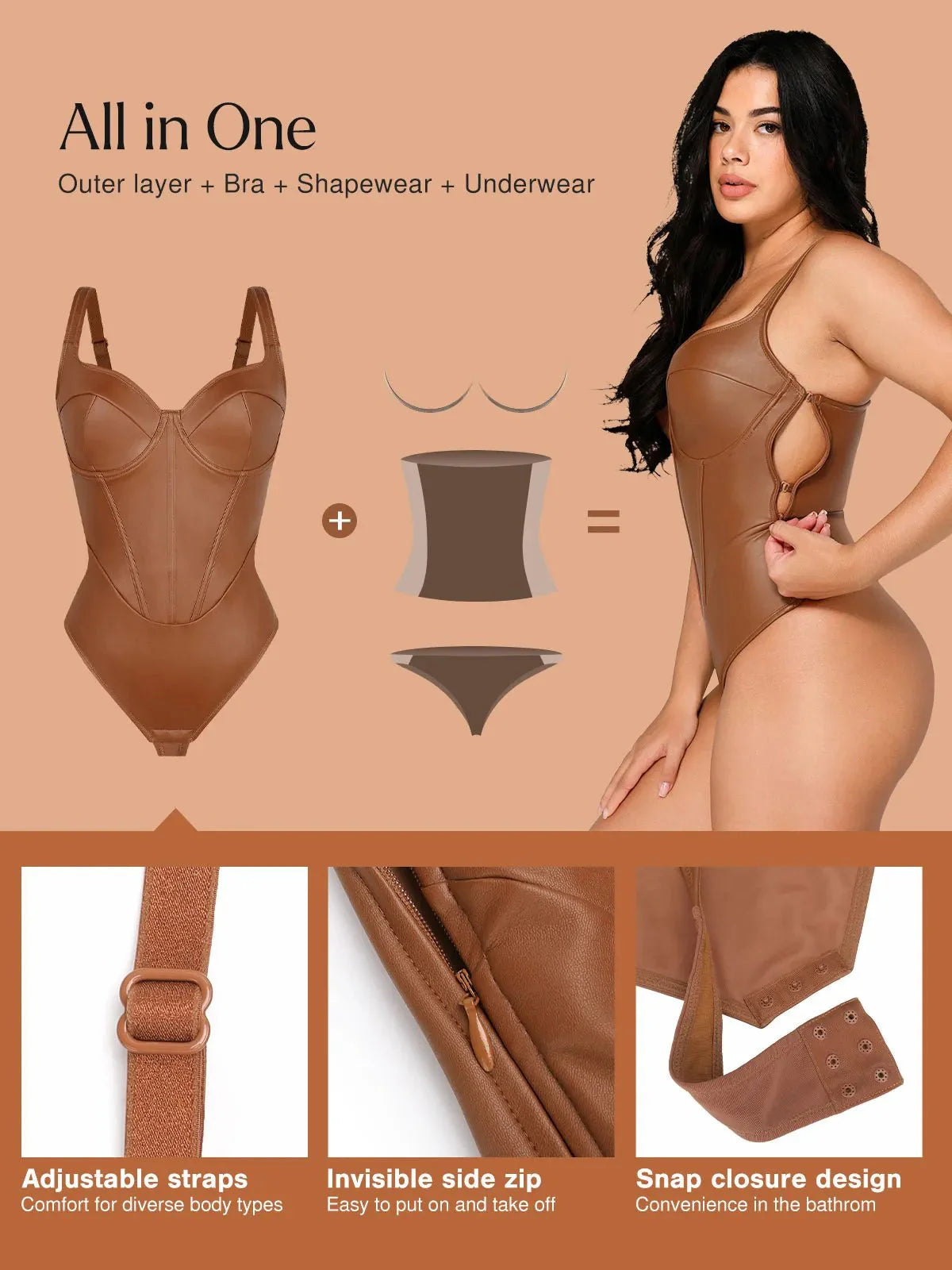 Shapewear Kunstleder Sanduhr Korsett Bodysuit