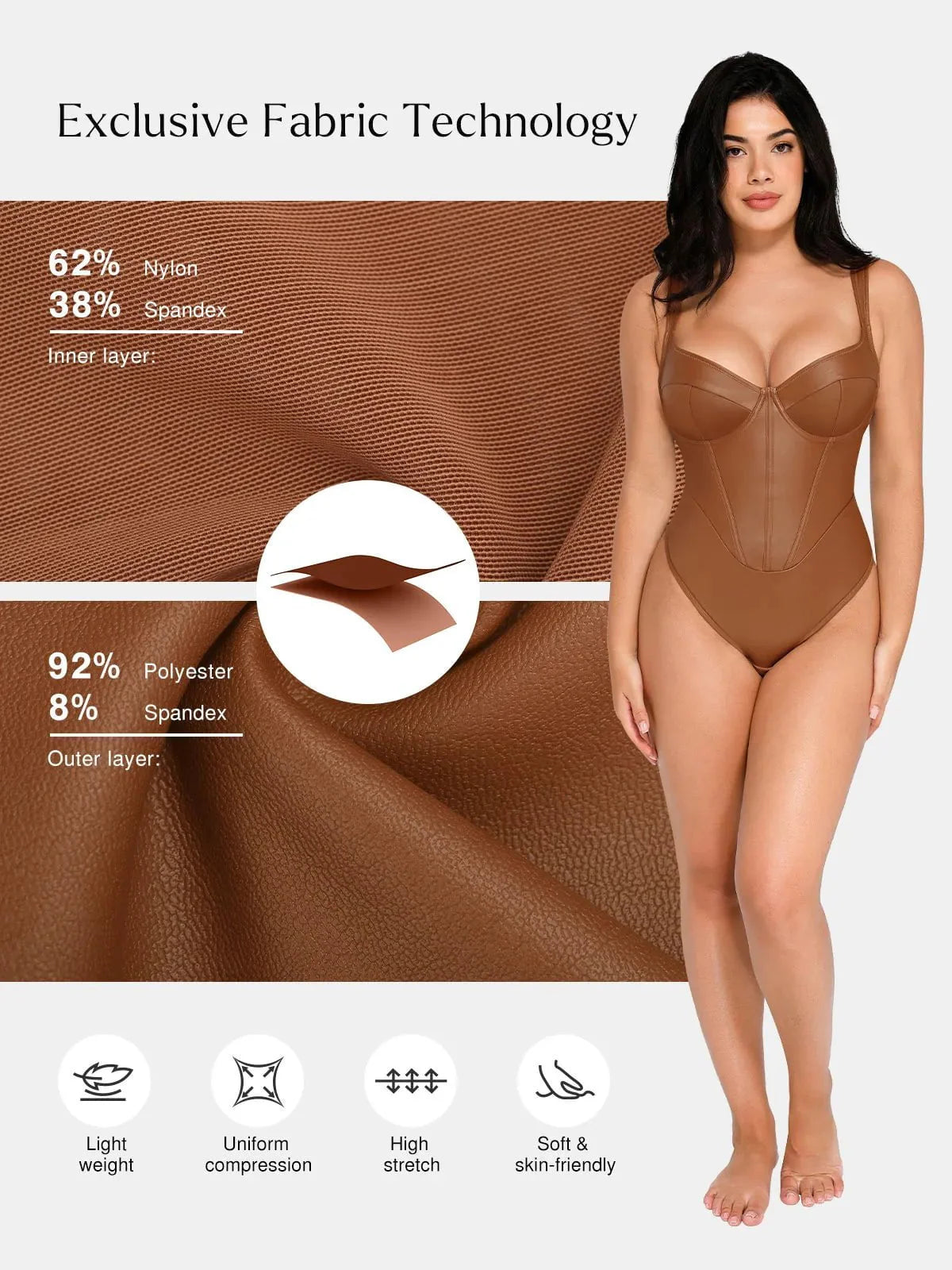 Shapewear Kunstleder Sanduhr Korsett Bodysuit