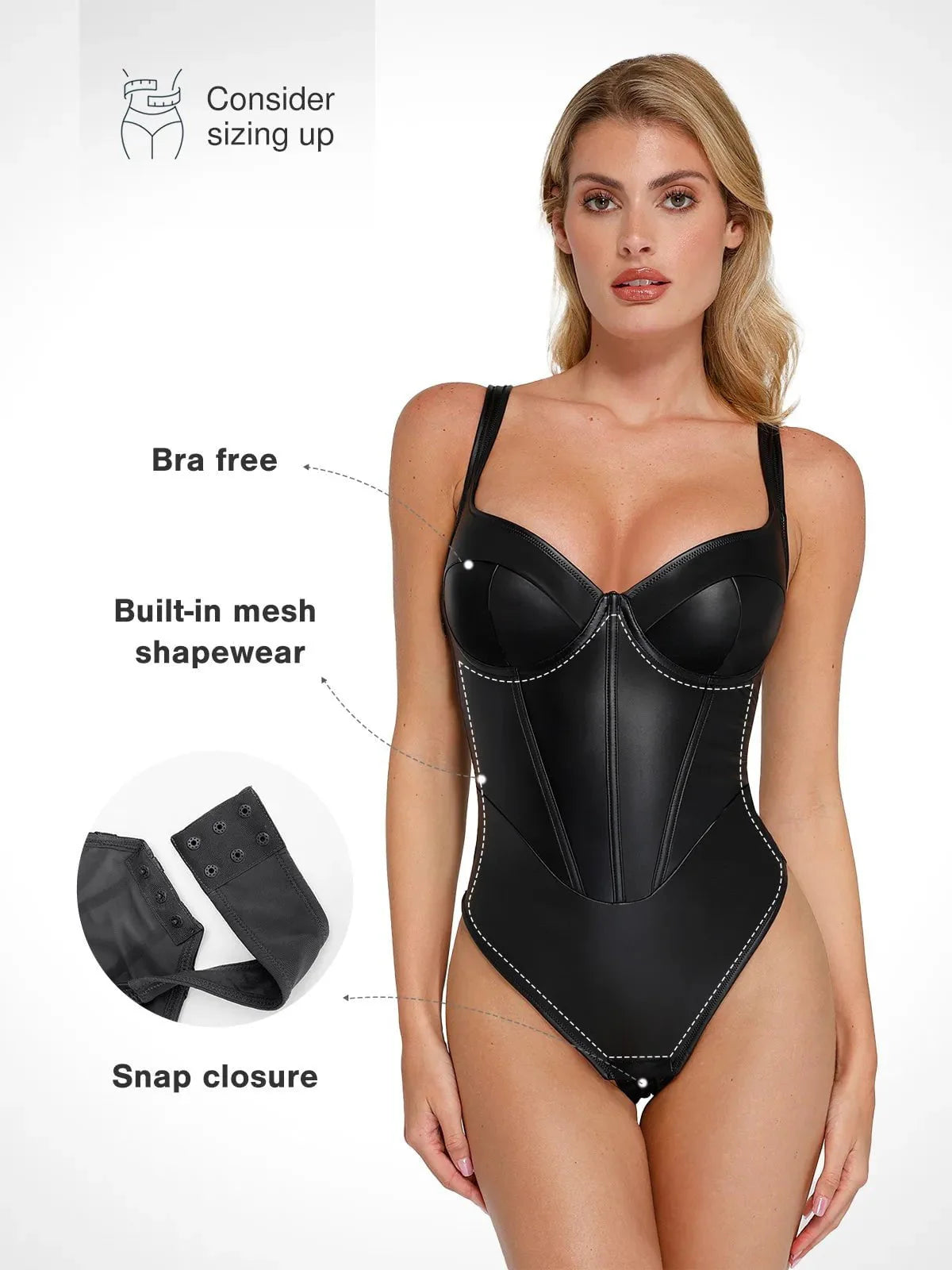 Shapewear Kunstleder Sanduhr Korsett Bodysuit