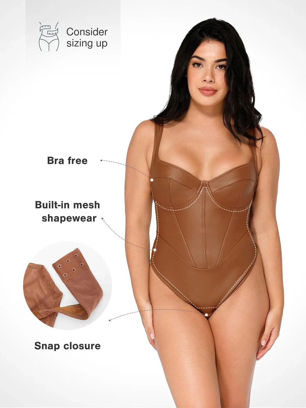 Shapewear Kunstleder Sanduhr Korsett Bodysuit