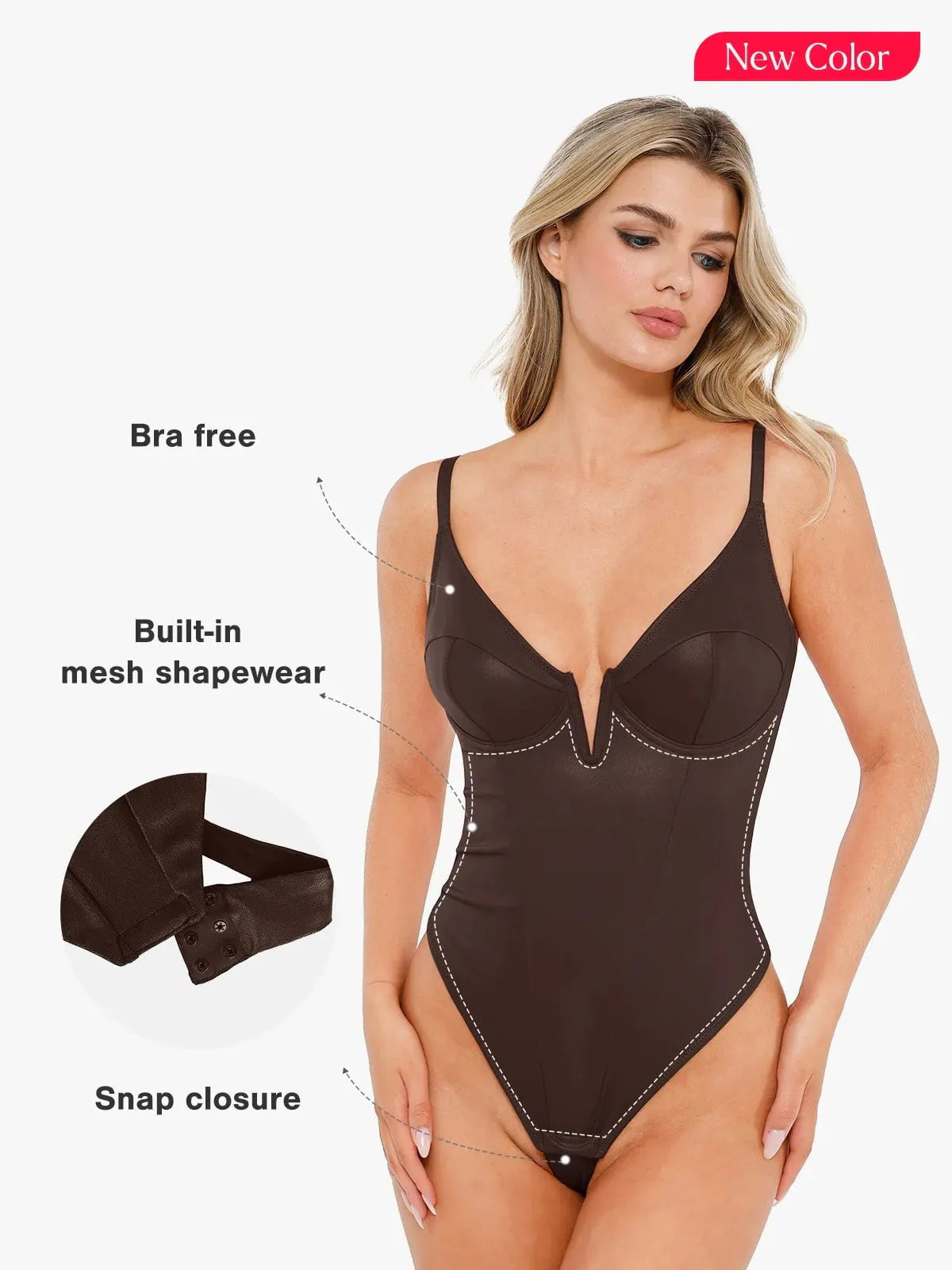 Shapewear Kunstleder Plunge V Sculpting Korsett Bodysuit