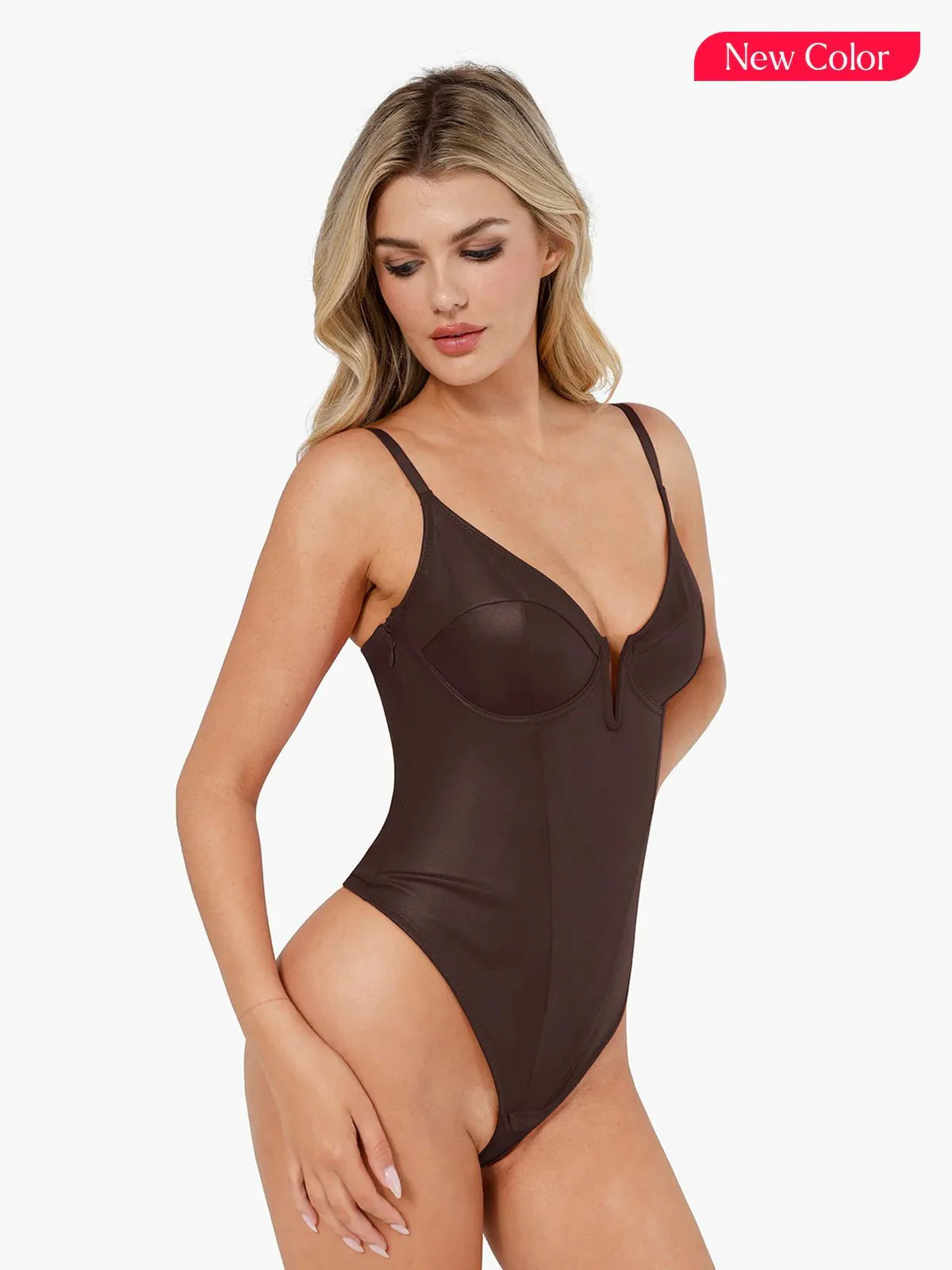 Shapewear Kunstleder Plunge V Sculpting Korsett Bodysuit