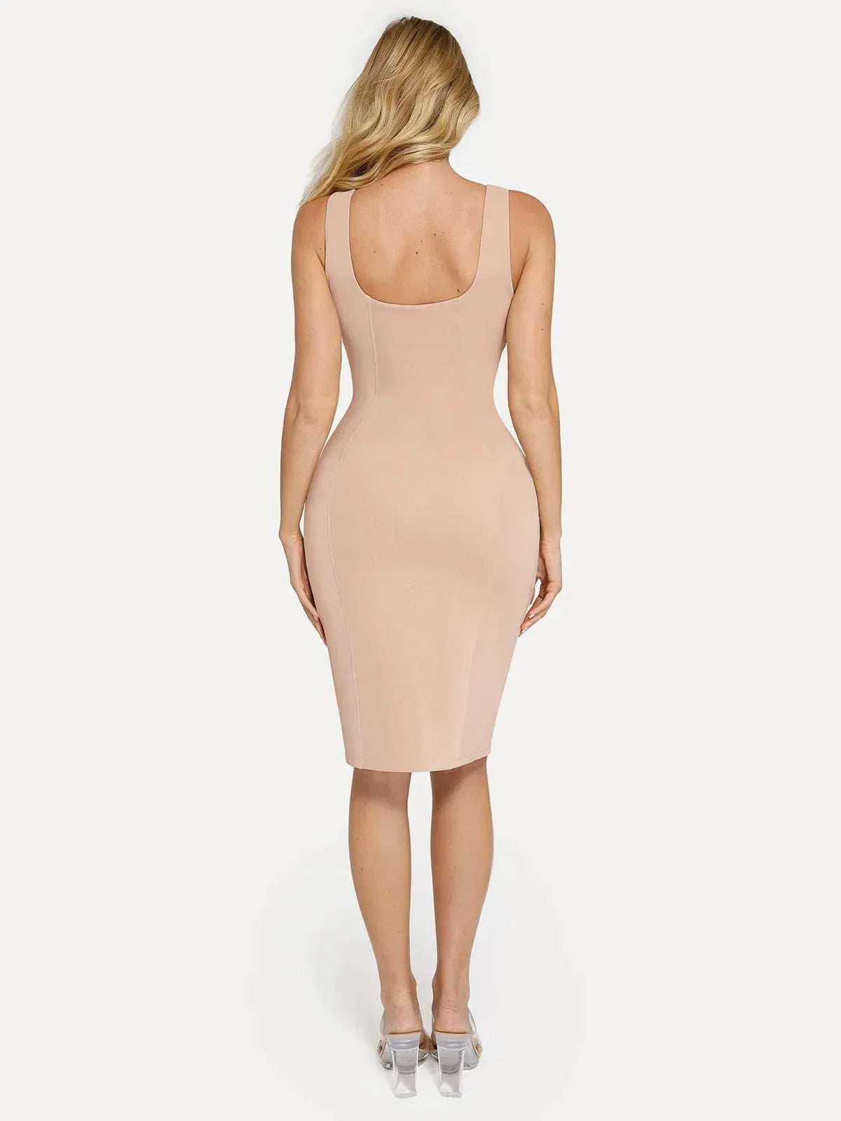 Formende Plüsch-Bodycon-Skulptur-Kleid mit Schlitz im Midi-Format