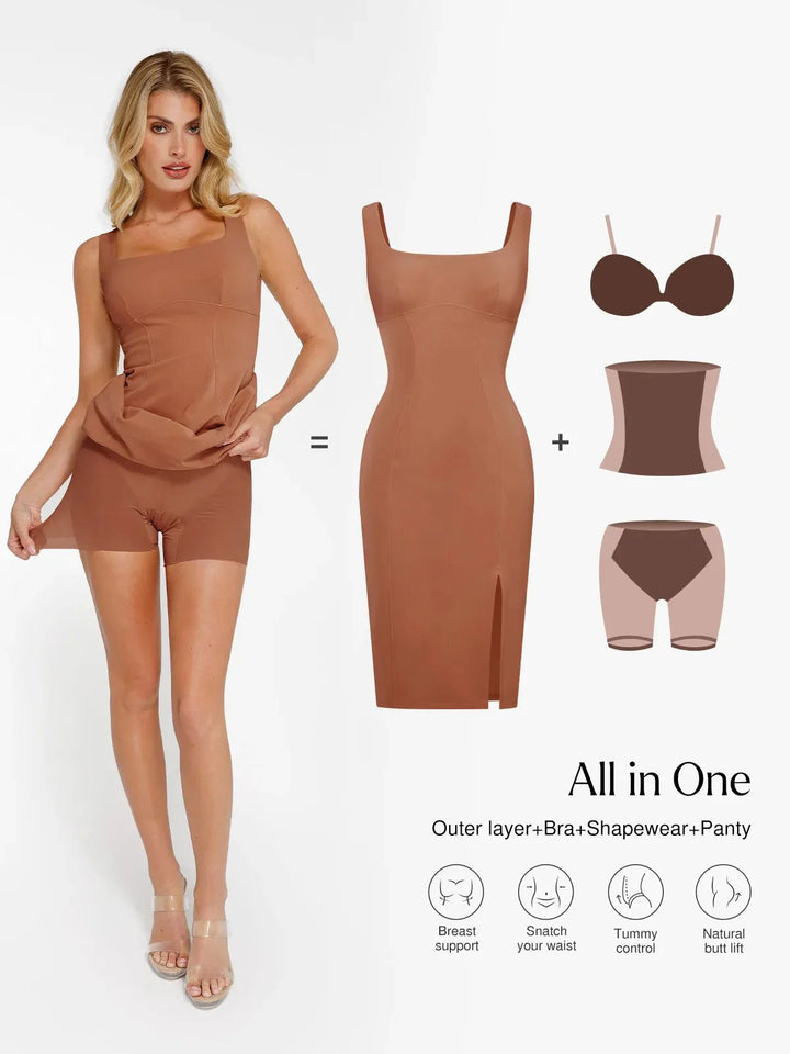 Formende Plüsch-Bodycon-Skulptur-Kleid mit Schlitz im Midi-Format