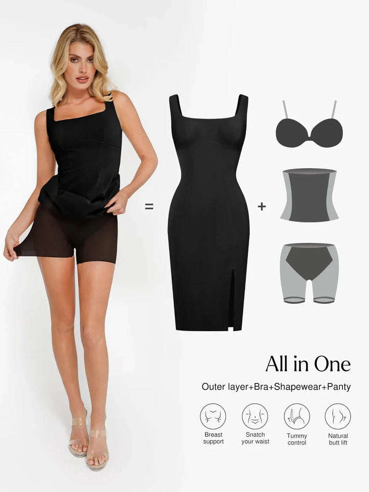 Formende Plüsch-Bodycon-Skulptur-Kleid mit Schlitz im Midi-Format