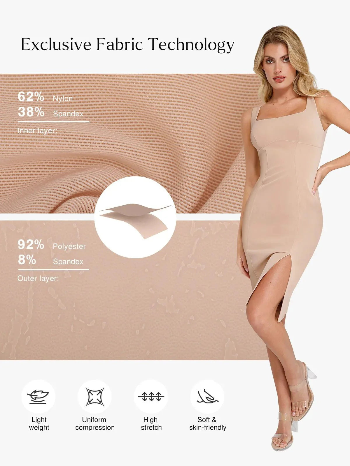 Formende Plüsch-Bodycon-Skulptur-Kleid mit Schlitz im Midi-Format