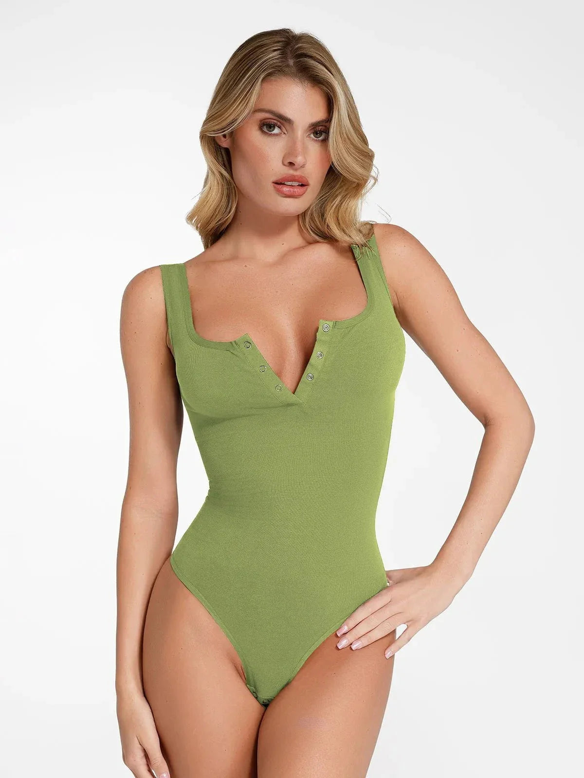 Nahtlose Modal Henley Tank Bodysuit shapewear