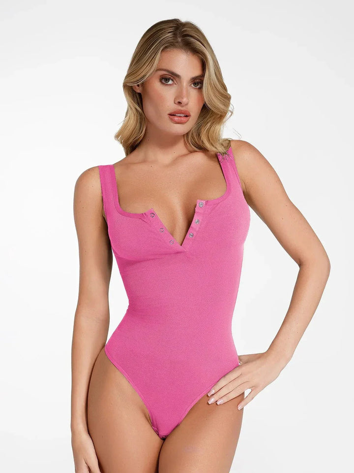 Nahtlose Modal Henley Tank Bodysuit shapewear